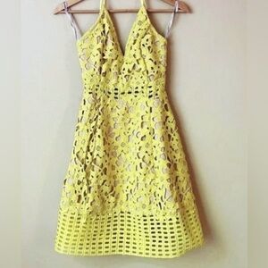 Lovers + Friends Crochet Lace Yellow Dress Fairy Boho Cottagecore Party Wedding